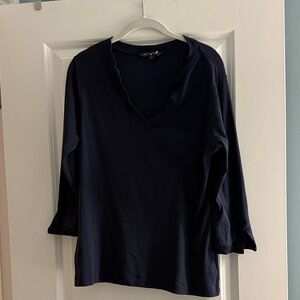 Brooks Brothers Dark Blue V-Neck 3/4 Long Sleeve Top